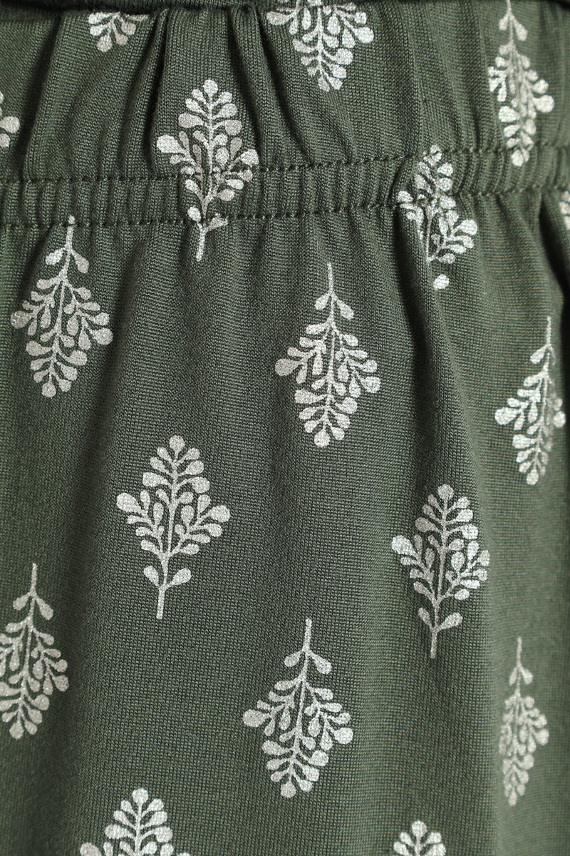 Soft Touch Silver Fern Top & Pant Set - Mid Green