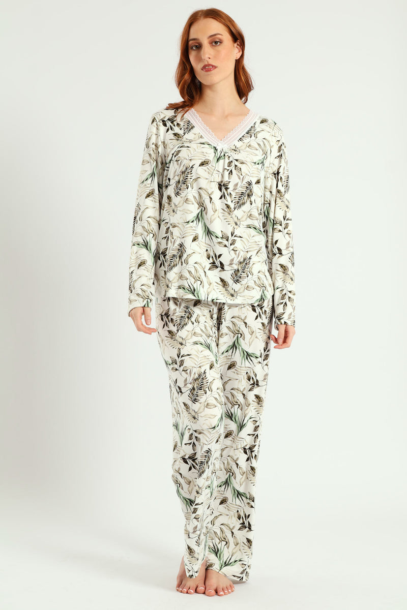 Soft Touch Muted Foliage Top & Pant Set - Multi
