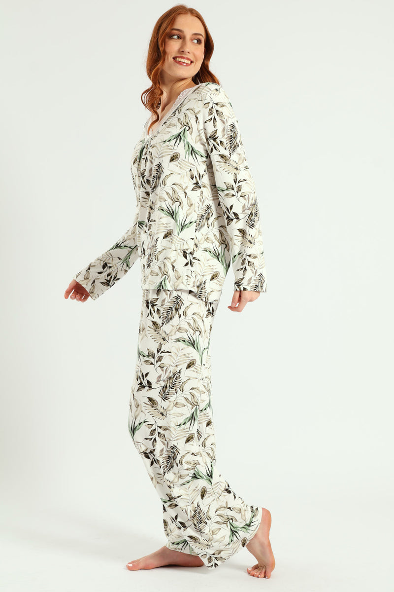 Soft Touch Muted Foliage Top & Pant Set - Multi