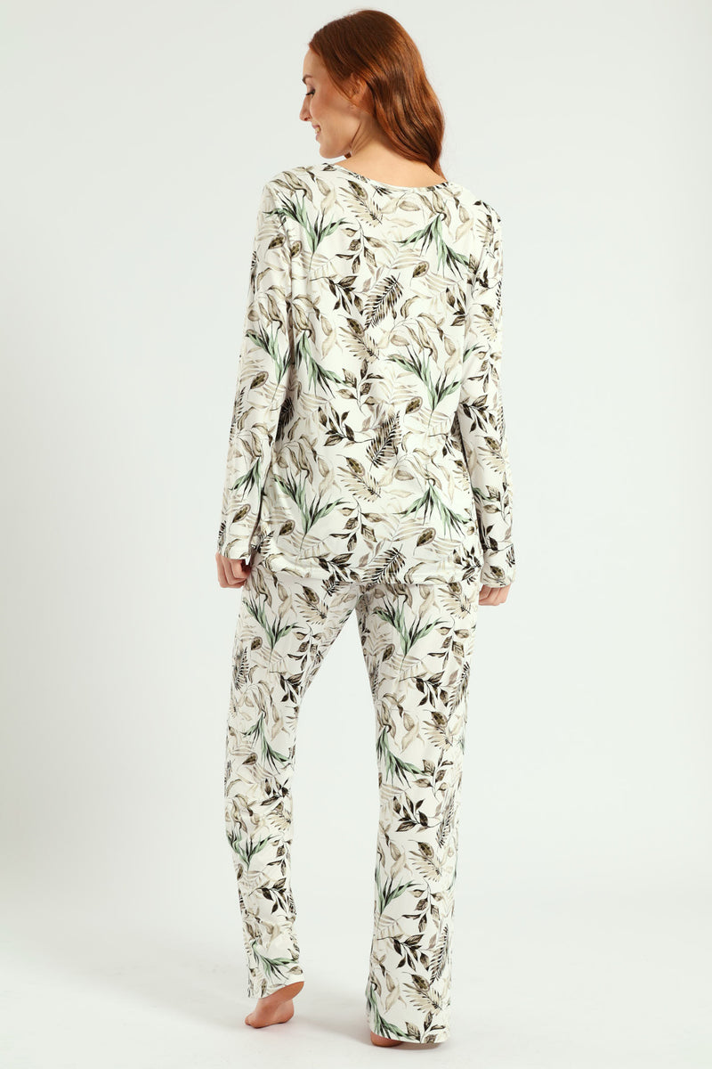 Soft Touch Muted Foliage Top & Pant Set - Multi