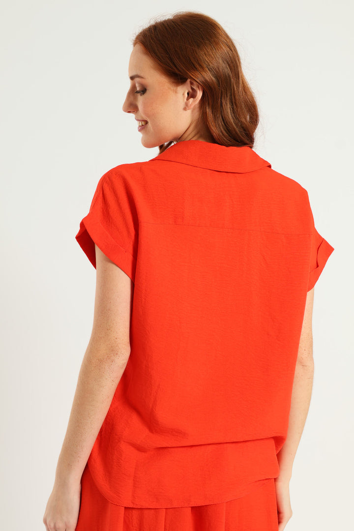 Short Sleeve Easy Wearing Shirt - Vermilion
