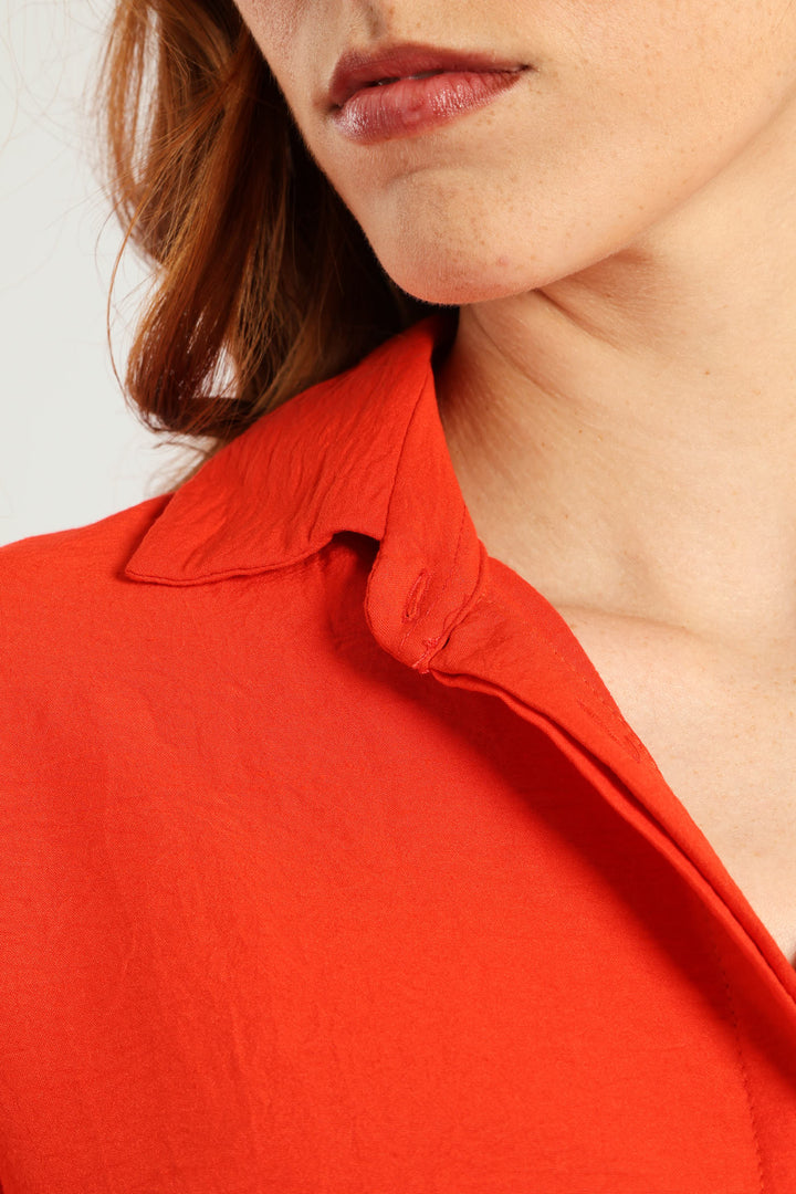 Short Sleeve Easy Wearing Shirt - Vermilion