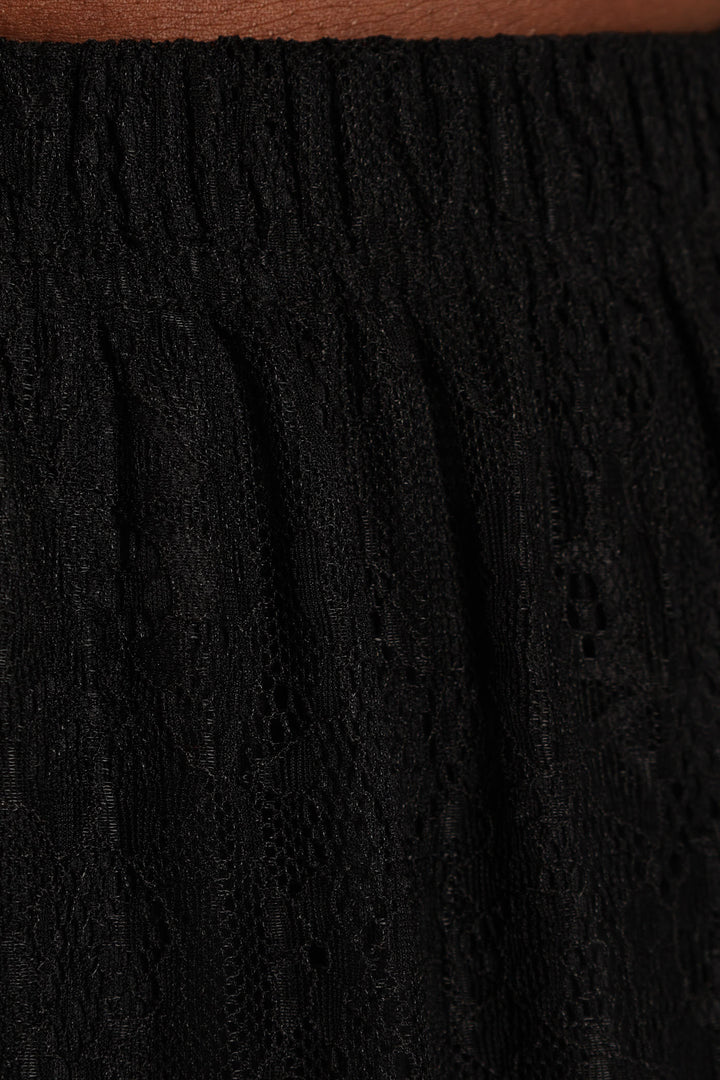 Tiered Lace Maxi Skirt - Black