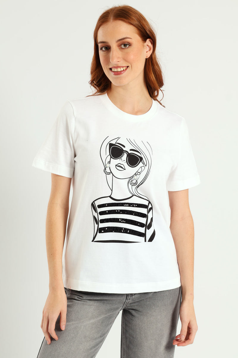 Icon Embroidery Boxy Tee - White