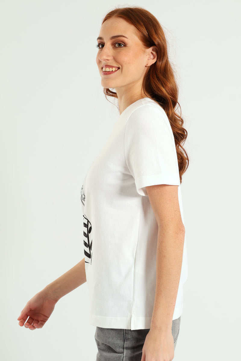 Icon Embroidery Boxy Tee - White
