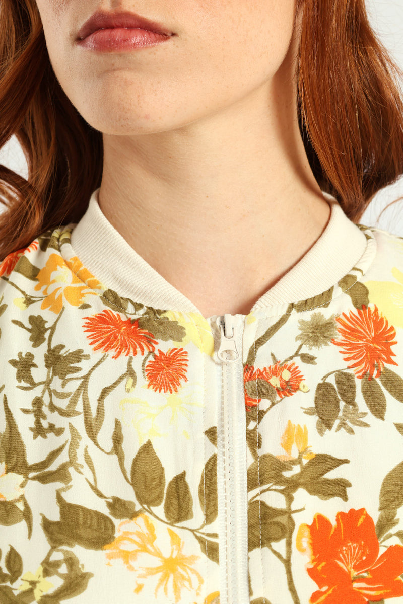 Printed Bomber Jacket - Fatigue/Cream
