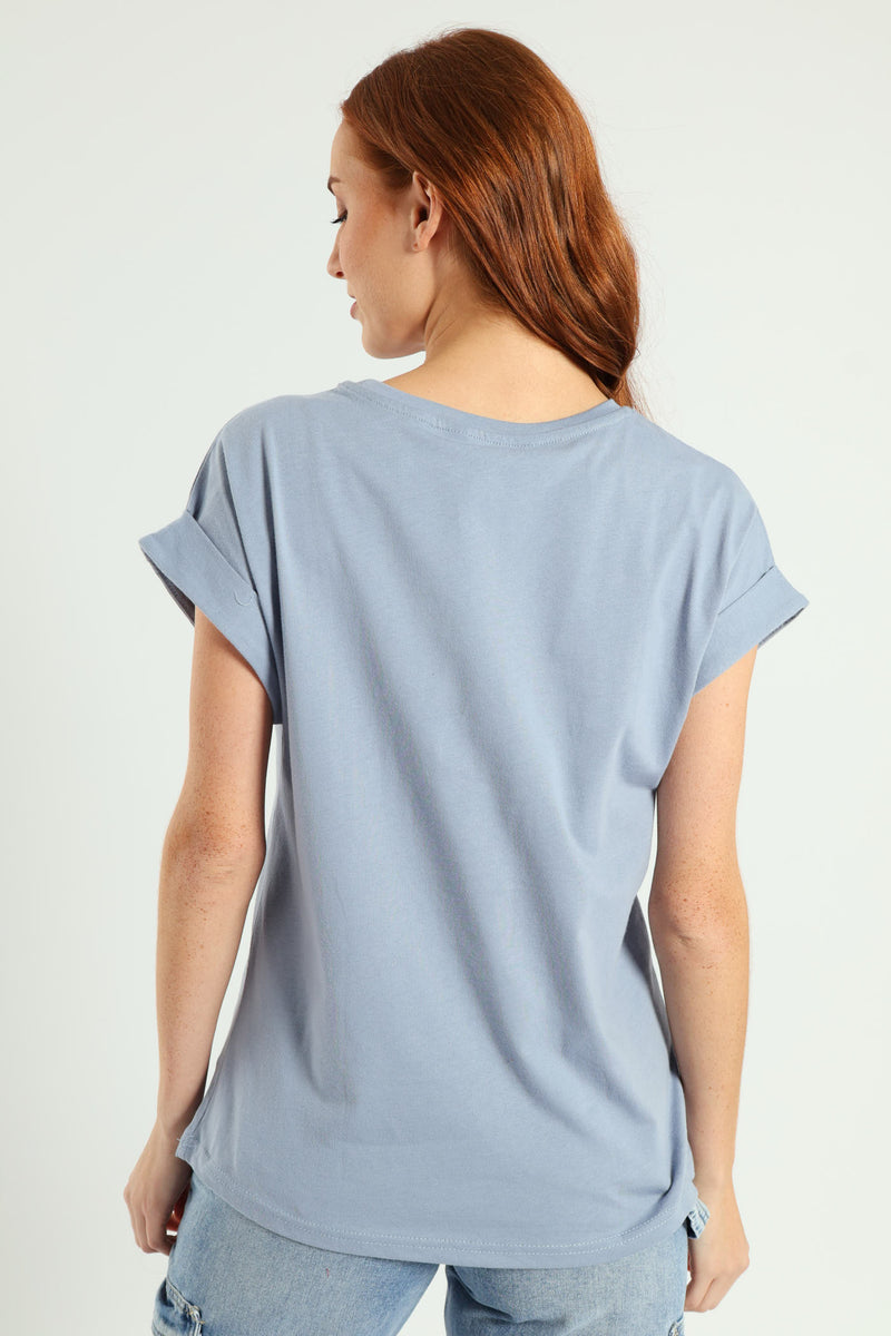 Dream Create Inspire Foil Muscle Tee - Pale Blue