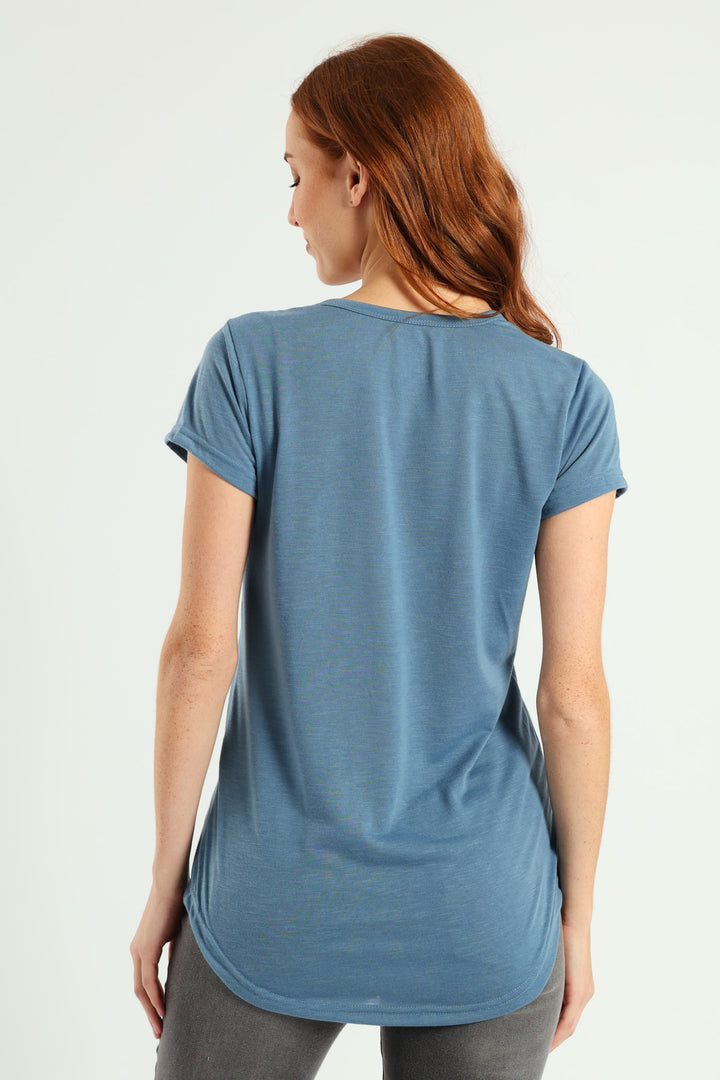 Plain Pocket Tee - Dusty Blue