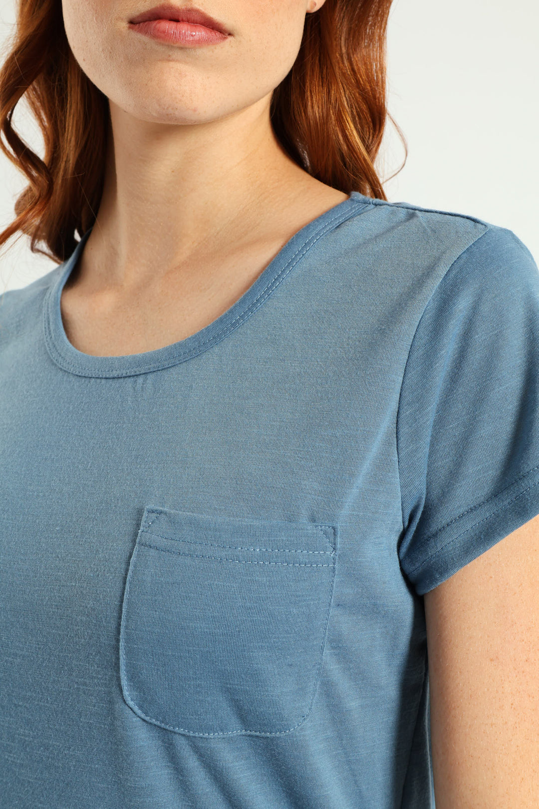 Plain Pocket Tee - Dusty Blue
