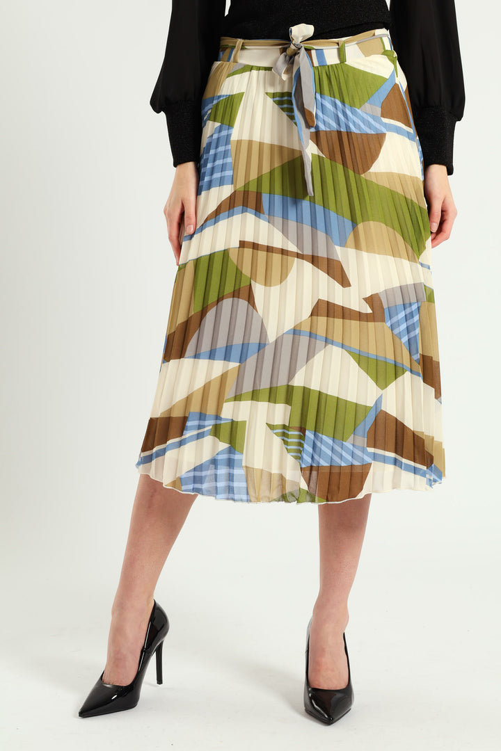 Colourblock Chiffon Midi Skirt - Multi