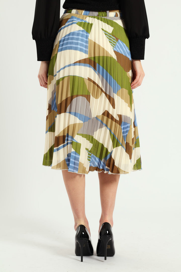 Colourblock Chiffon Midi Skirt - Multi