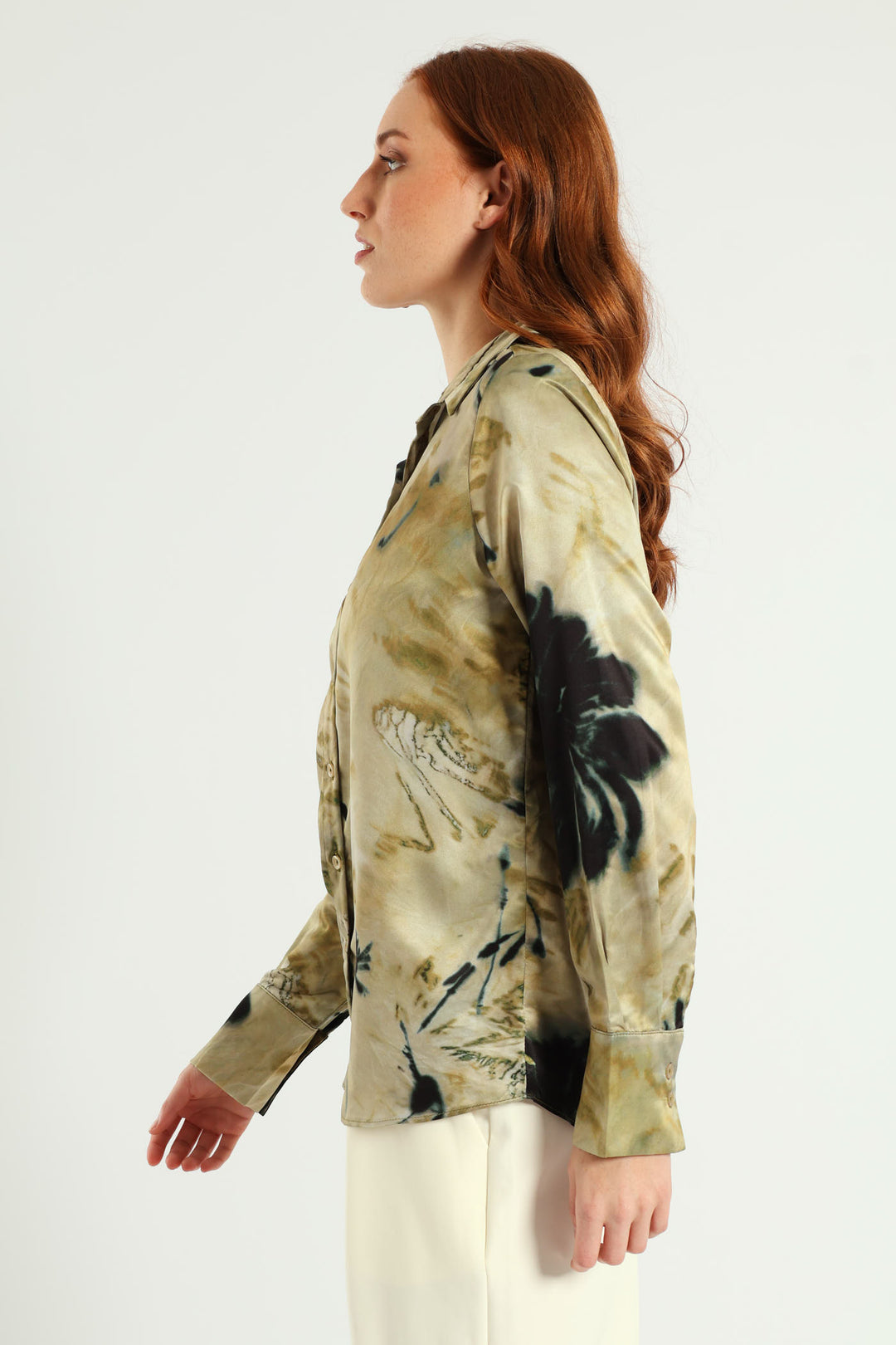 Marble Satin Shirt - Abstract Marble