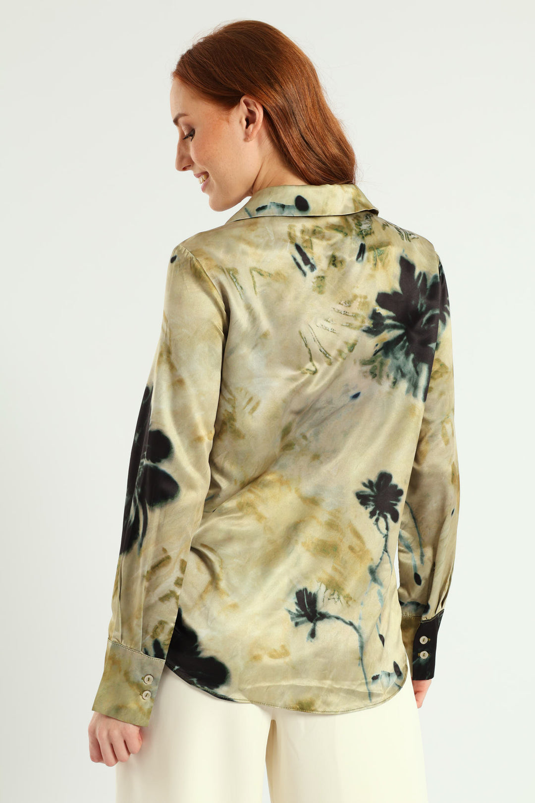 Marble Satin Shirt - Abstract Marble