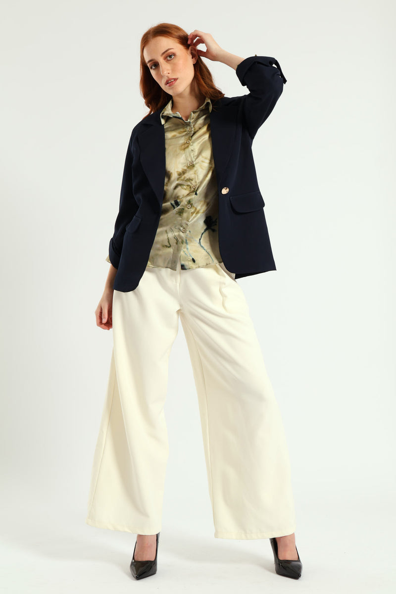 Turn Up Tab Blazer - Navy