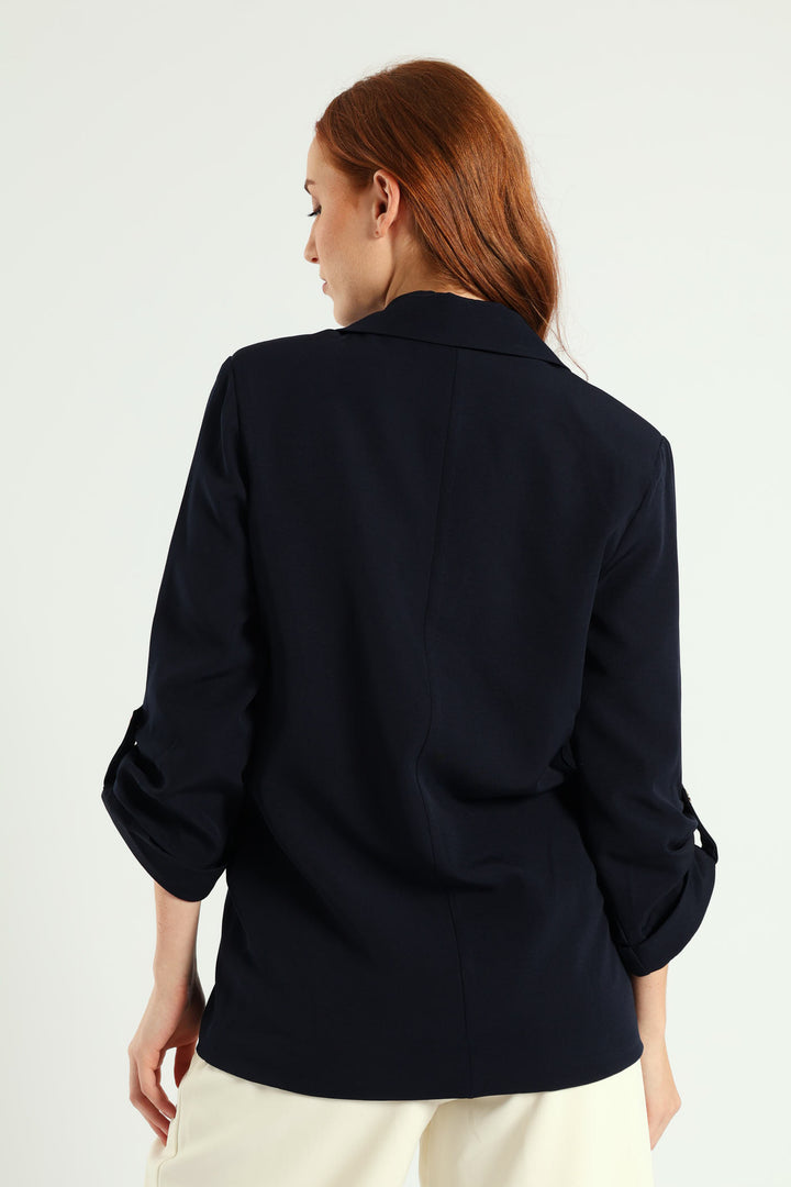 Turn Up Tab Blazer - Navy