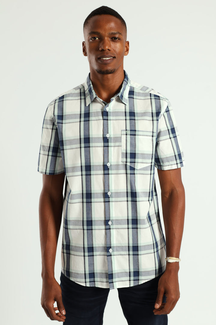 Short Shirt Check Shirt - White