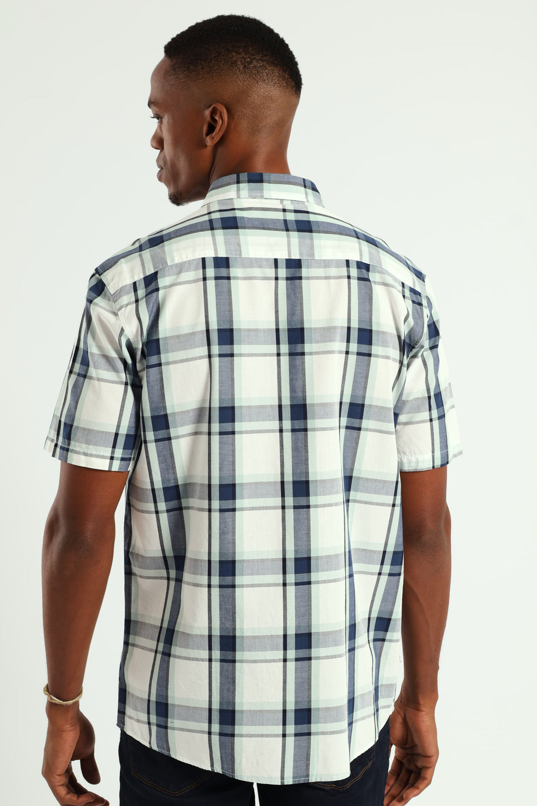 Short Shirt Check Shirt - White