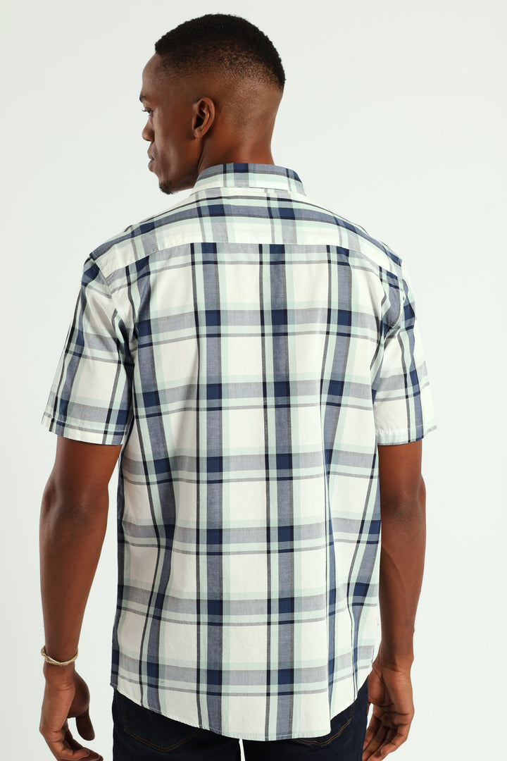 Short Shirt Check Shirt - White