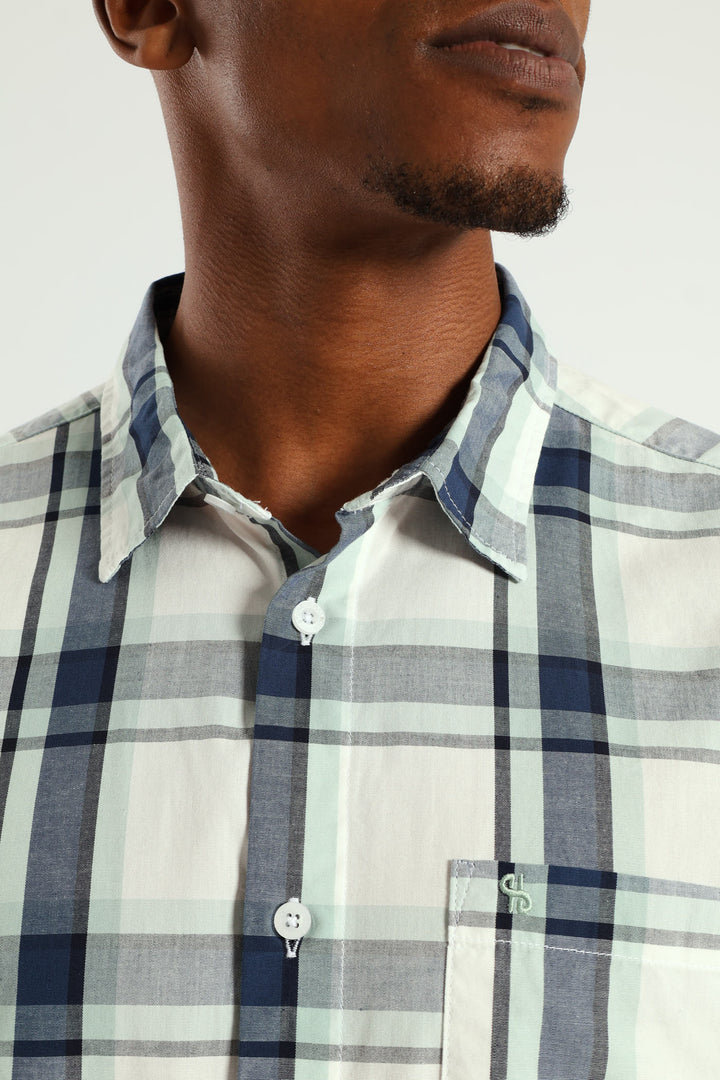 Short Shirt Check Shirt - White