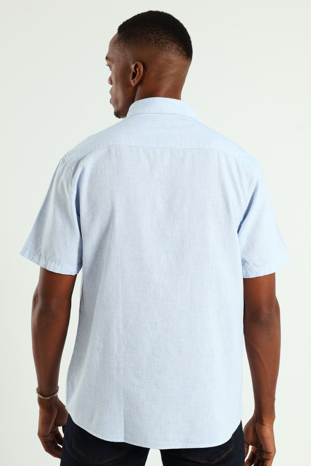 Short Sleeve Slub Shirt - Blue