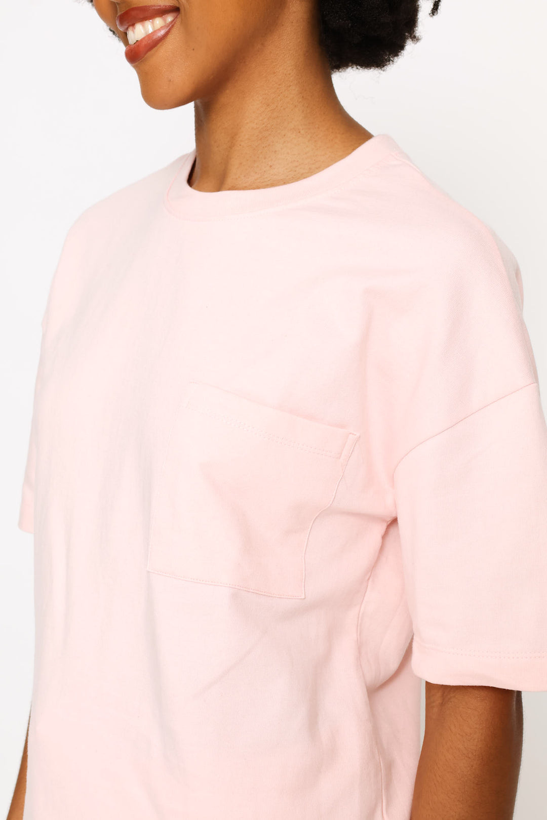Short Sleeve Top & Short Unbrushed Fleece Sleep Set - Light Pink