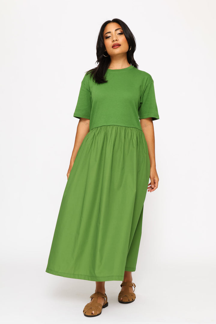 Interlock Combo Midi Dress - Deep Chartreuse