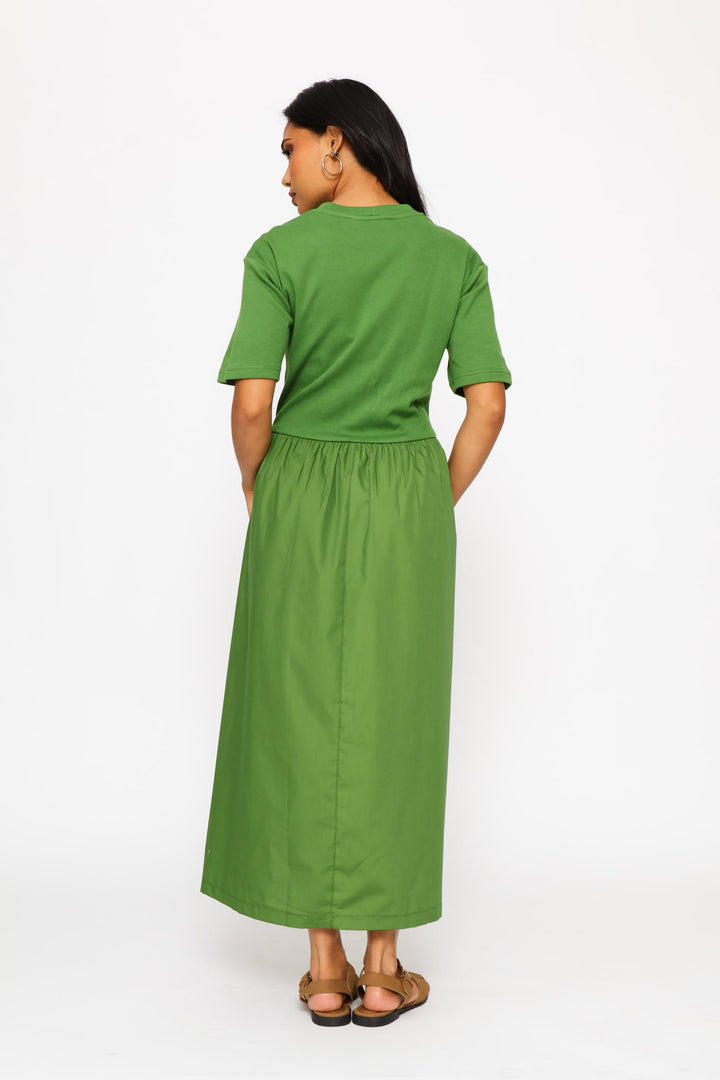 Interlock Combo Midi Dress - Deep Chartreuse