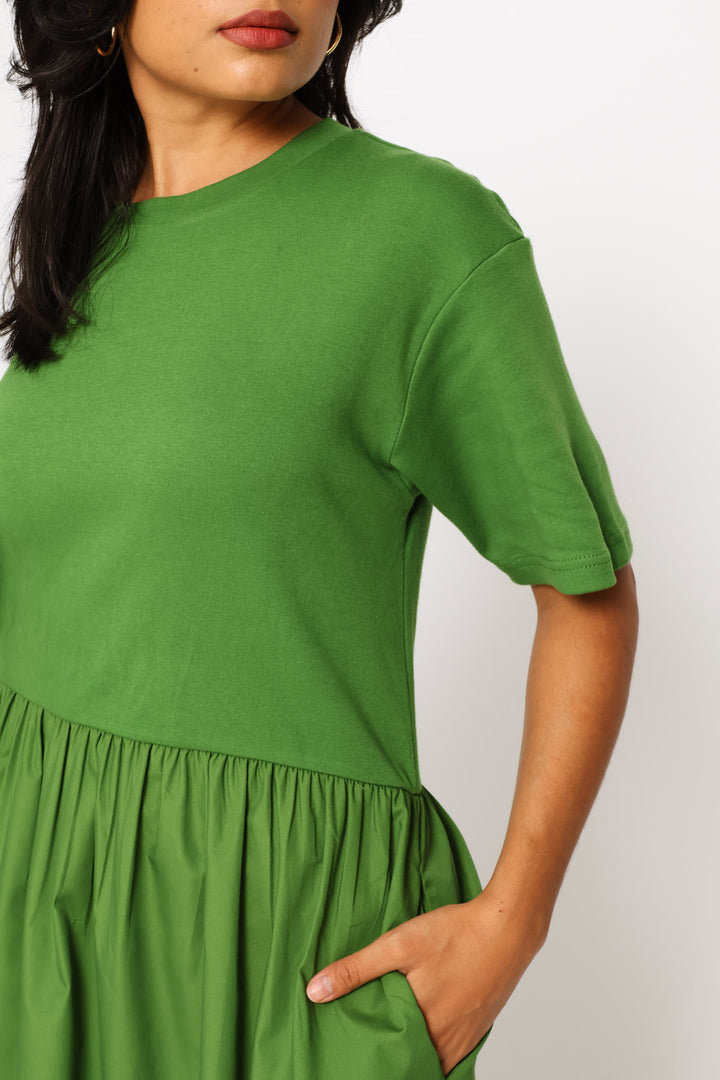 Interlock Combo Midi Dress - Deep Chartreuse