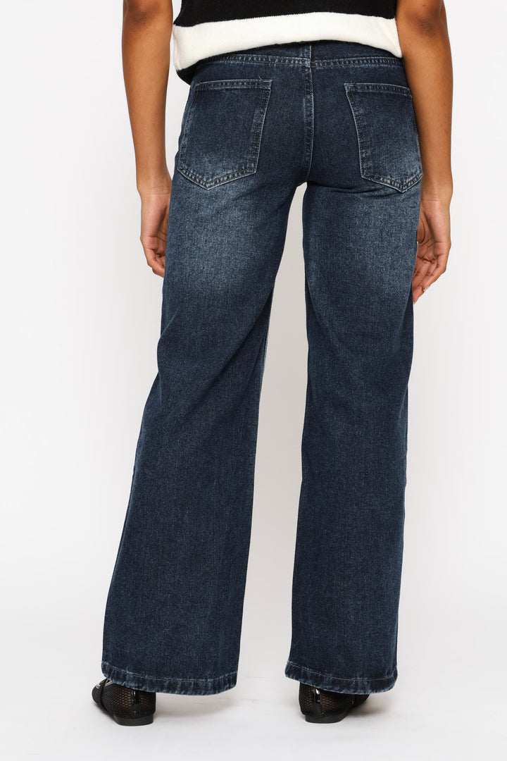 Vintage Distressed Washed Denim Jeans - Blue