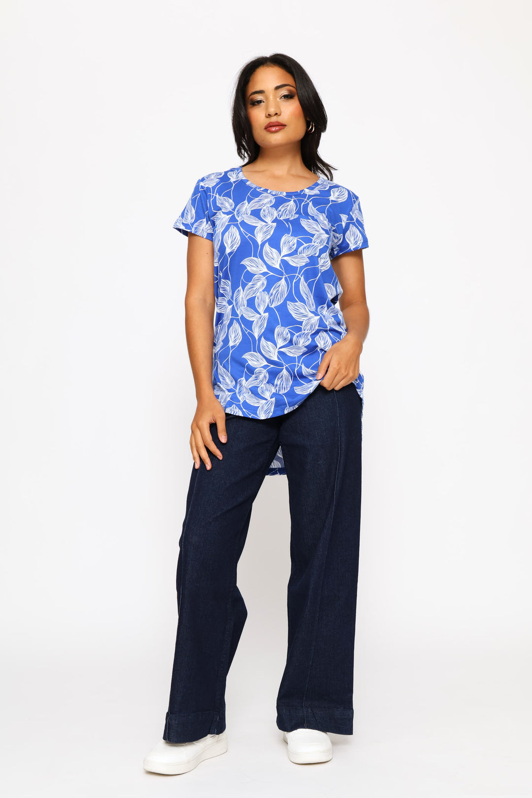 Short Sleeve Print Pocket Tee - Bright Blue/White