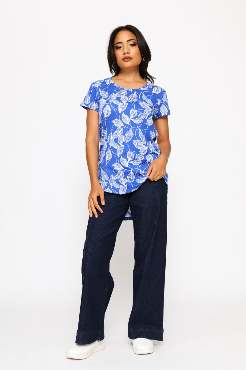 Short Sleeve Print Pocket Tee - Bright Blue/White