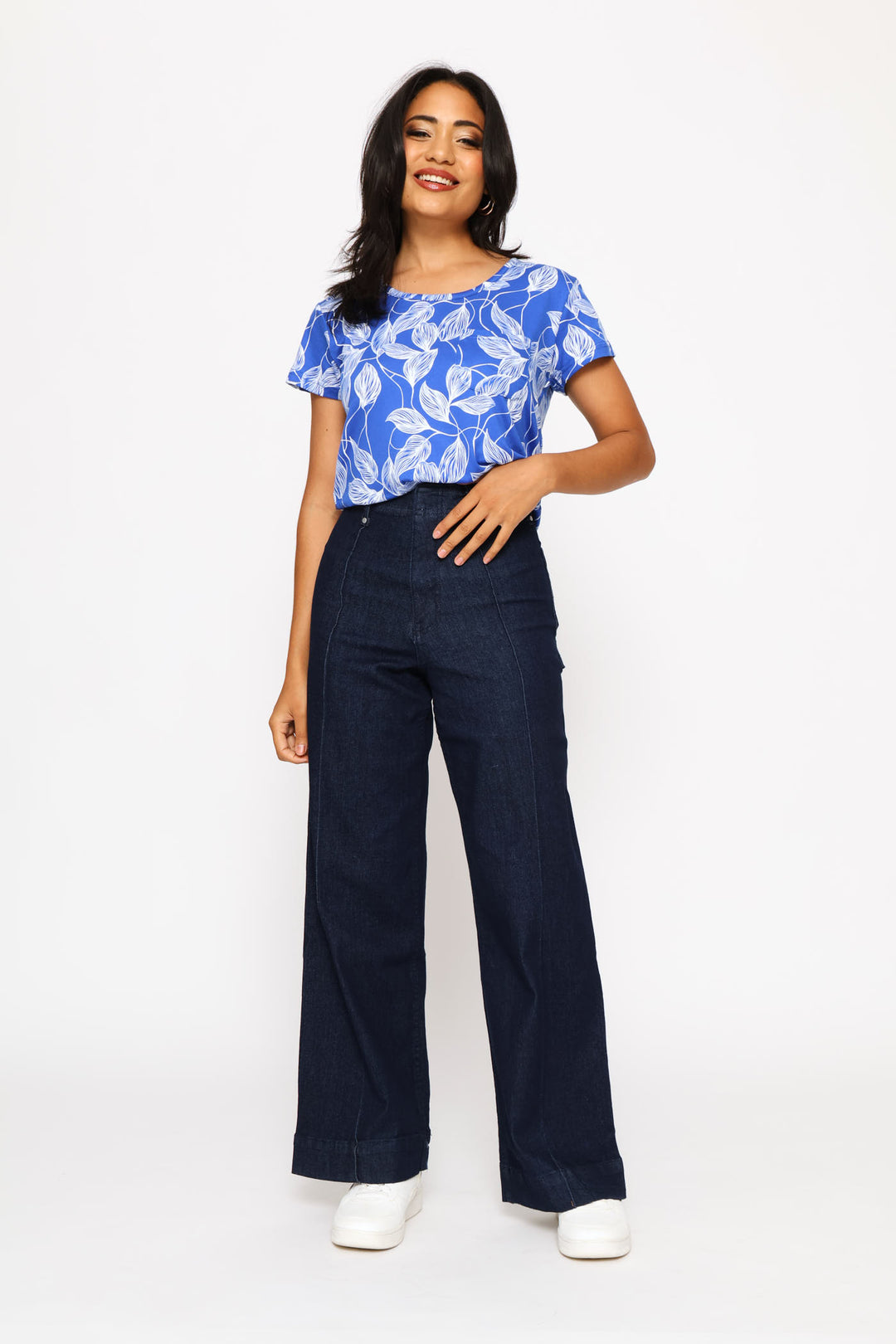 Short Sleeve Print Pocket Tee - Bright Blue/White