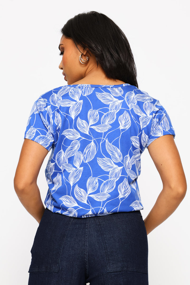 Short Sleeve Print Pocket Tee - Bright Blue/White