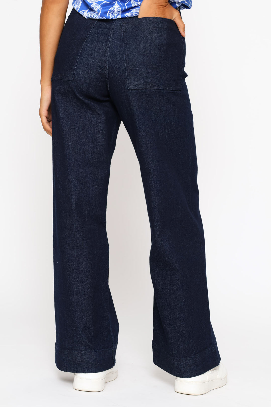 No Pocket Tailored Hirise Wide Leg Denim - Raw Wash