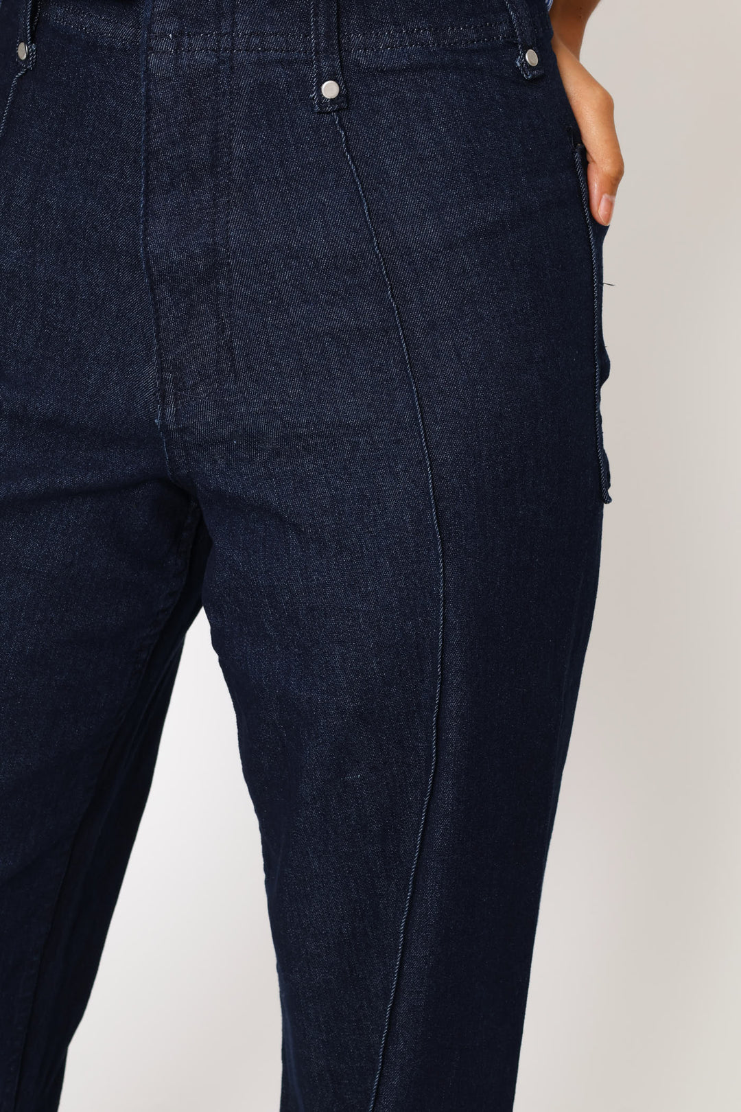 No Pocket Tailored Hirise Wide Leg Denim - Raw Wash