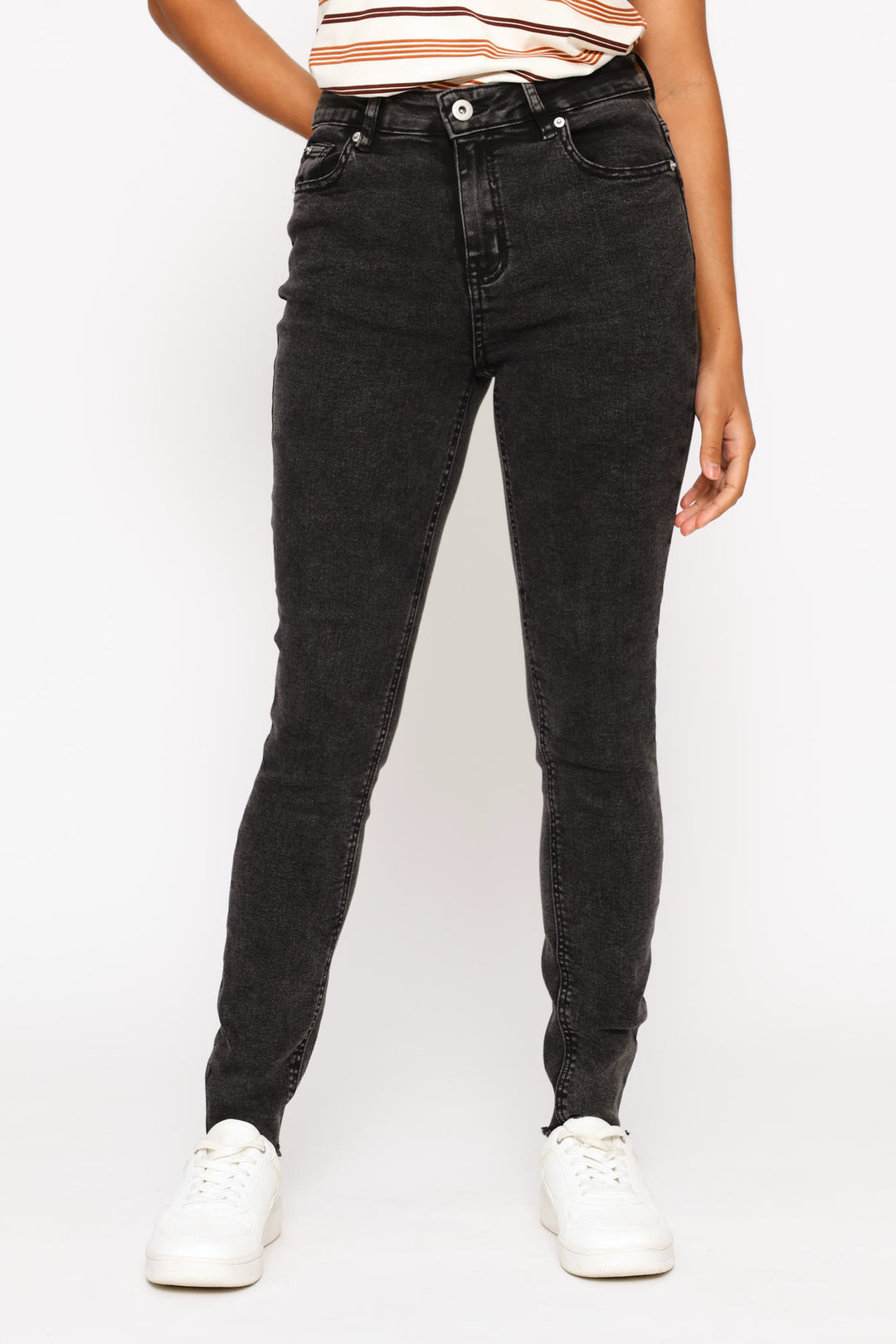 Ankle Grazer Skinny Denim - Black Acid