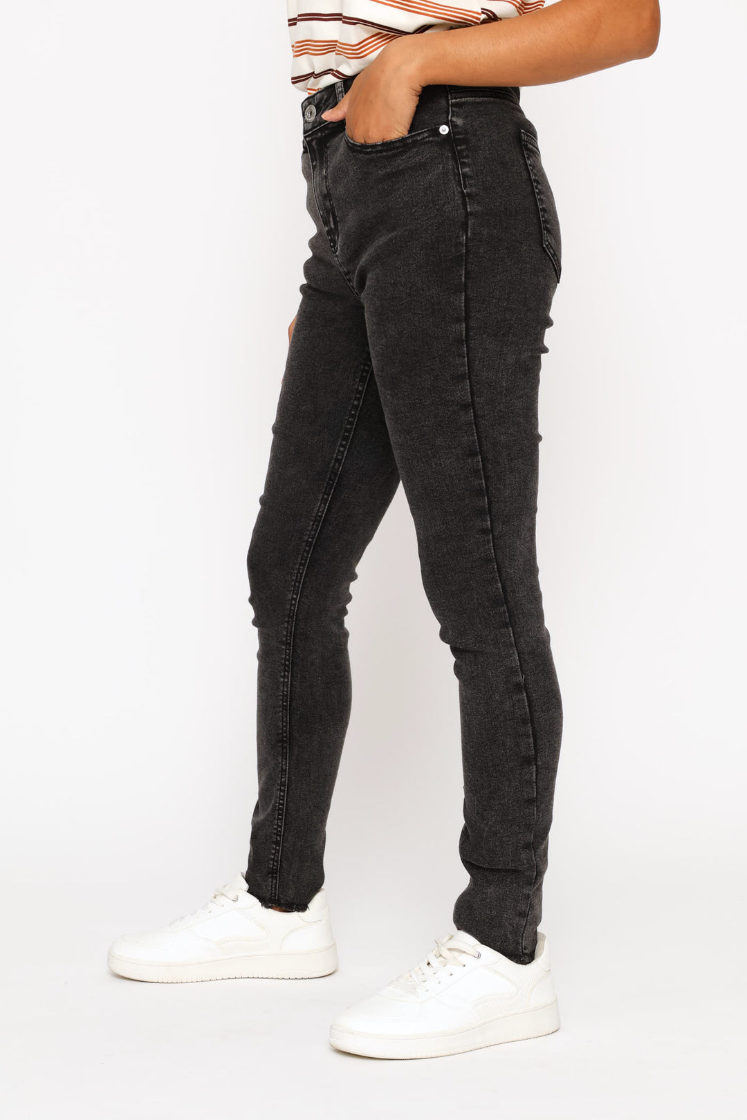 Ankle Grazer Skinny Denim - Black Acid