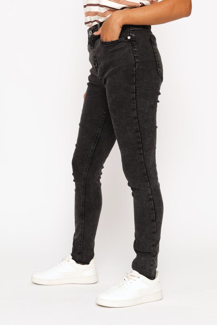 Ankle Grazer Skinny Denim - Black Acid