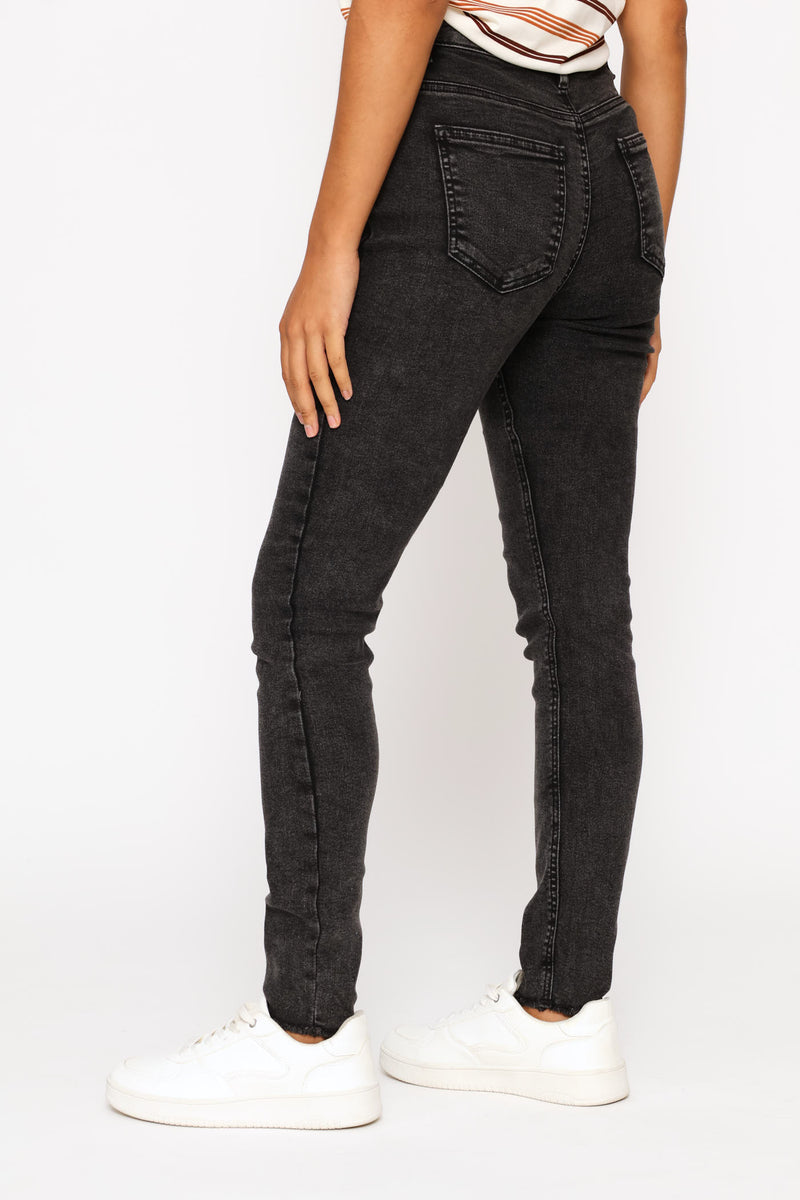 Ankle Grazer Skinny Denim - Black Acid