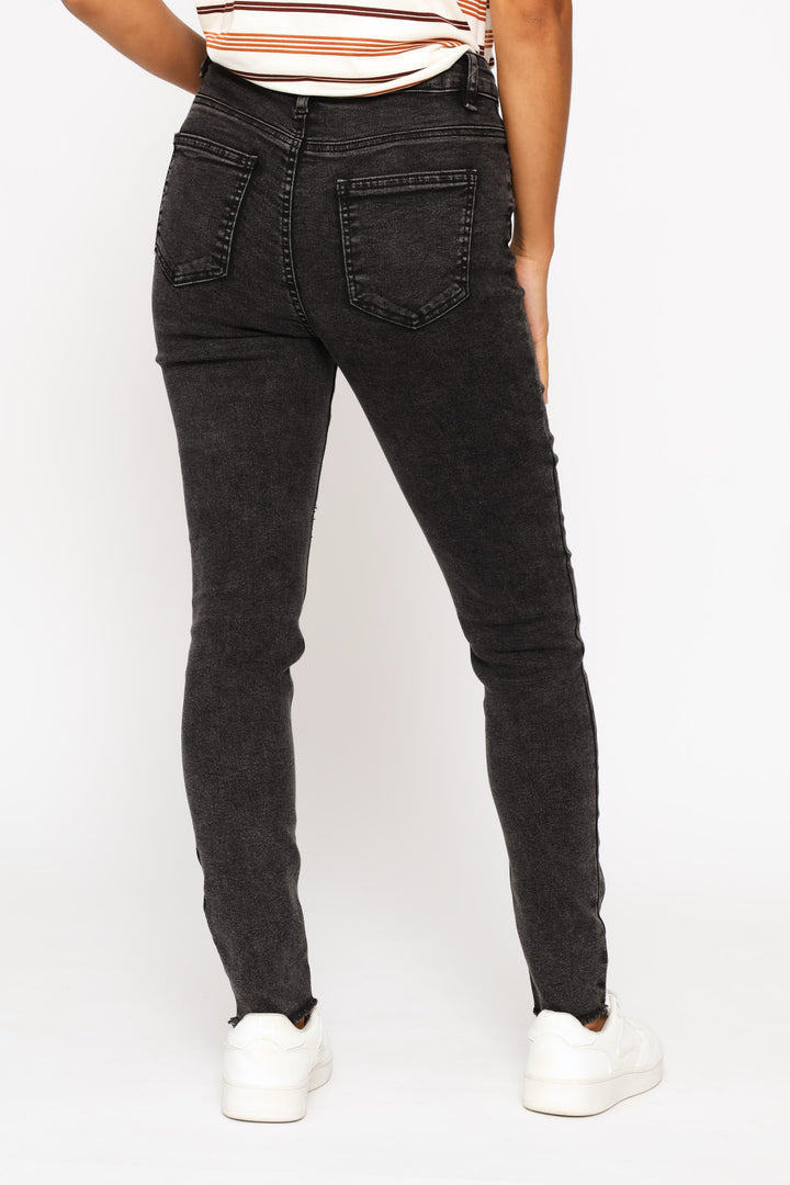 Ankle Grazer Skinny Denim - Black Acid