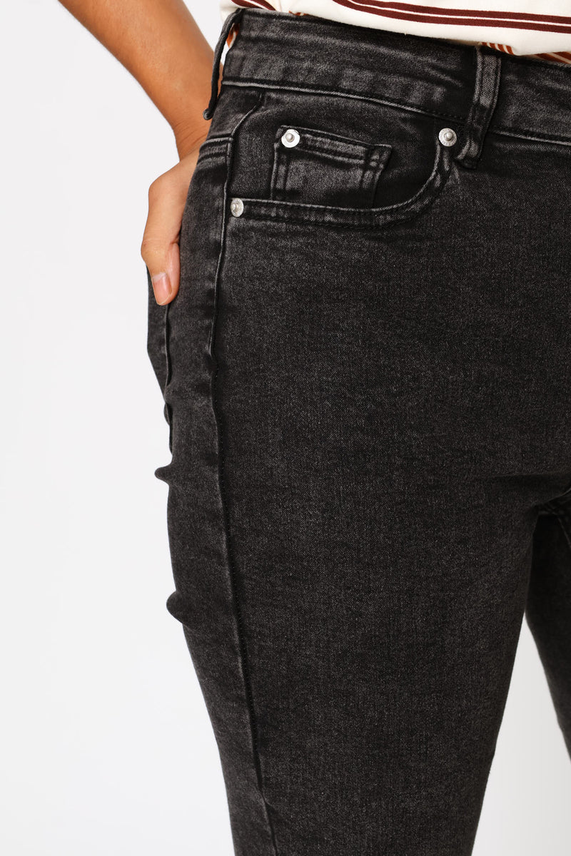 Ankle Grazer Skinny Denim - Black Acid