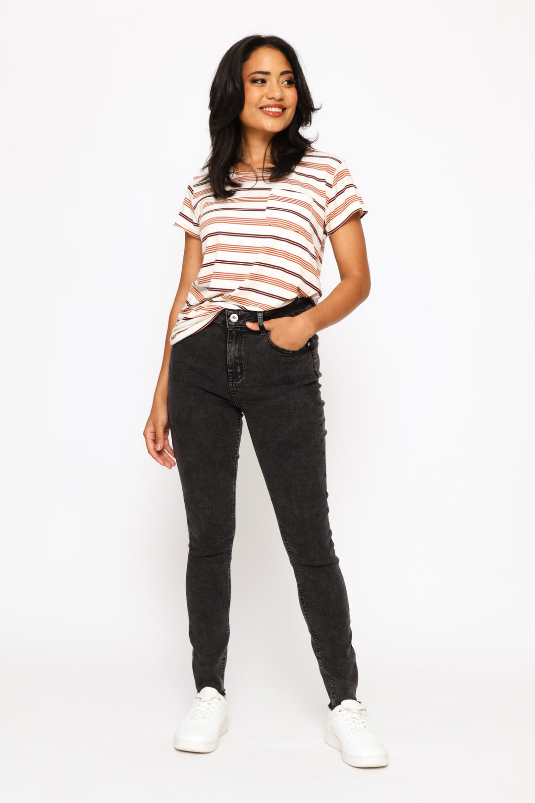 Ankle Grazer Skinny Denim - Black Acid