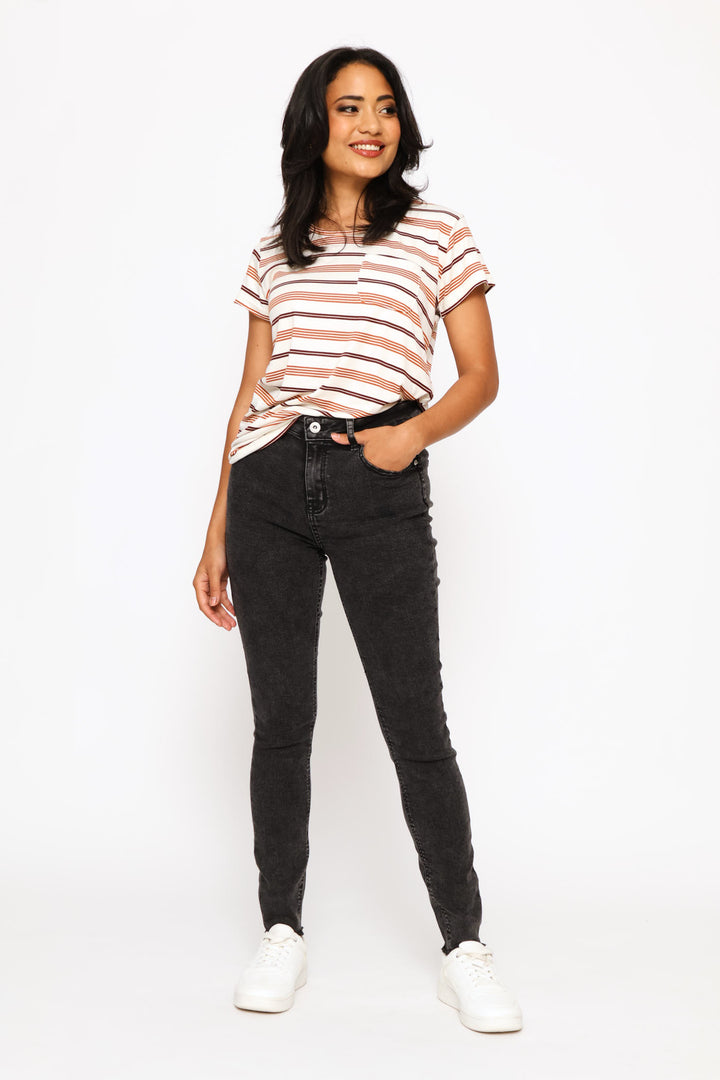 Ankle Grazer Skinny Denim - Black Acid