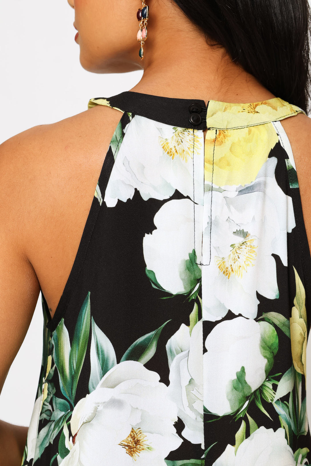 Halter Neck Shift Maxi Dress - Black