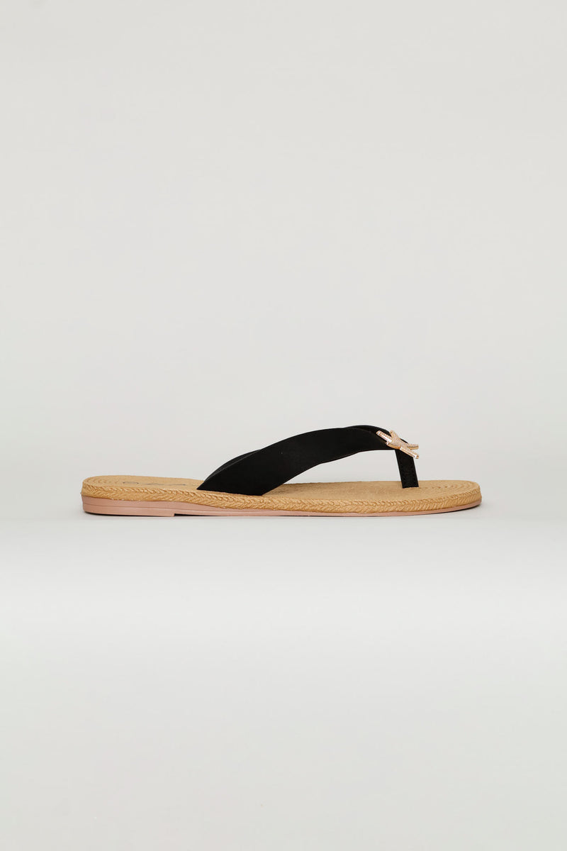 Wide Strap Thong Sandal - Black