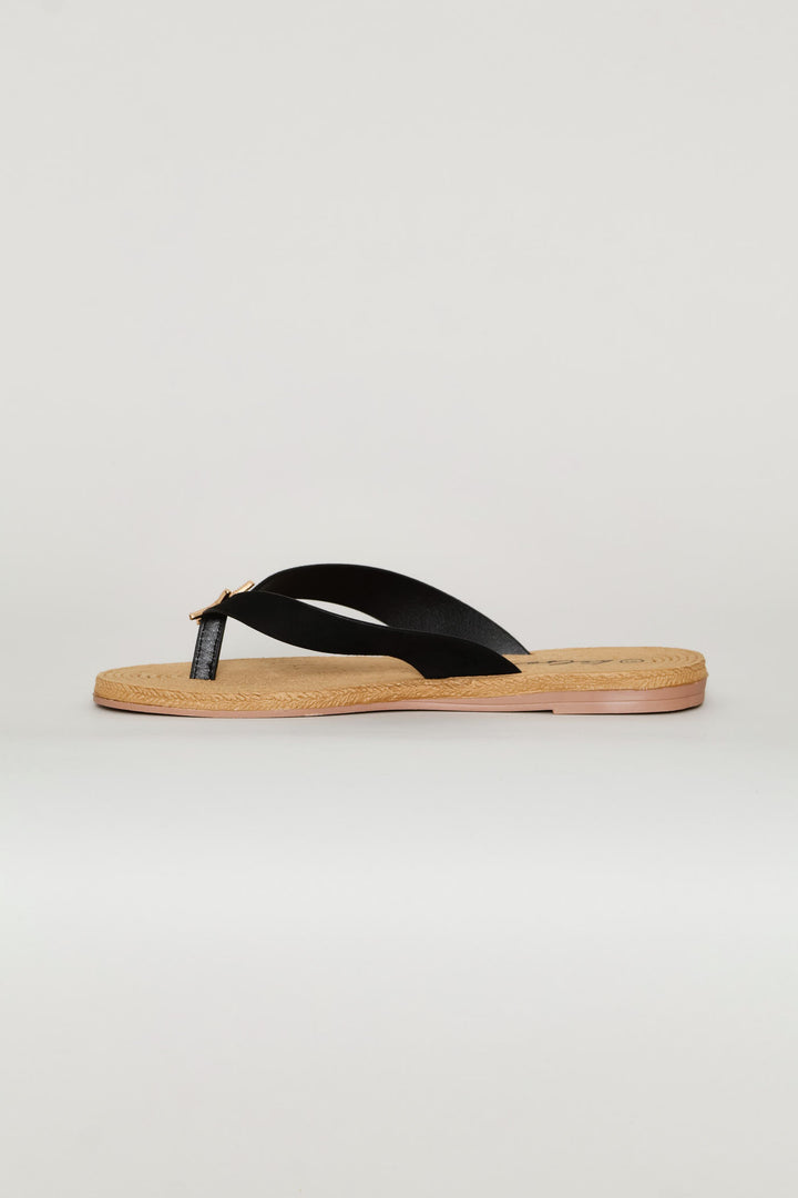Wide Strap Thong Sandal - Black