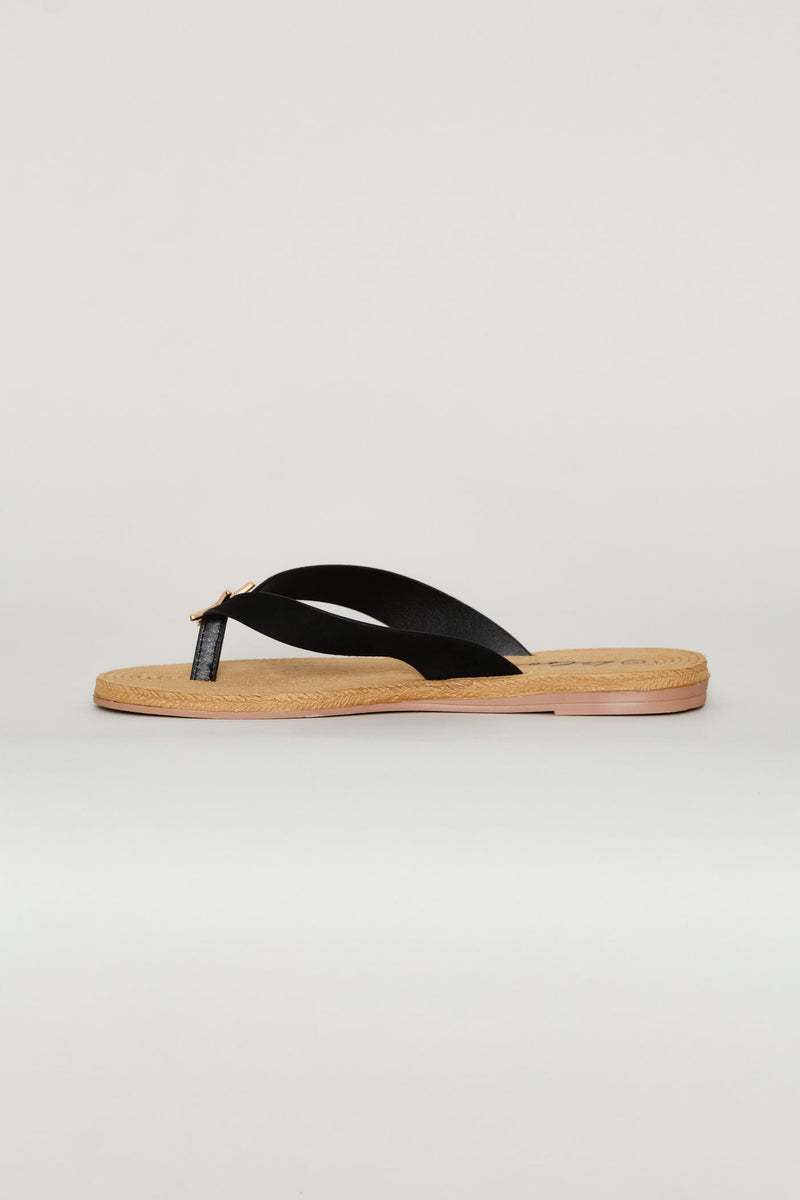Wide Strap Thong Sandal - Black