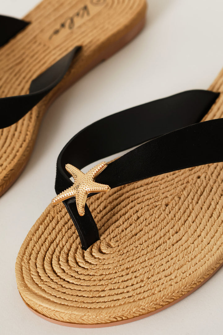 Wide Strap Thong Sandal - Black