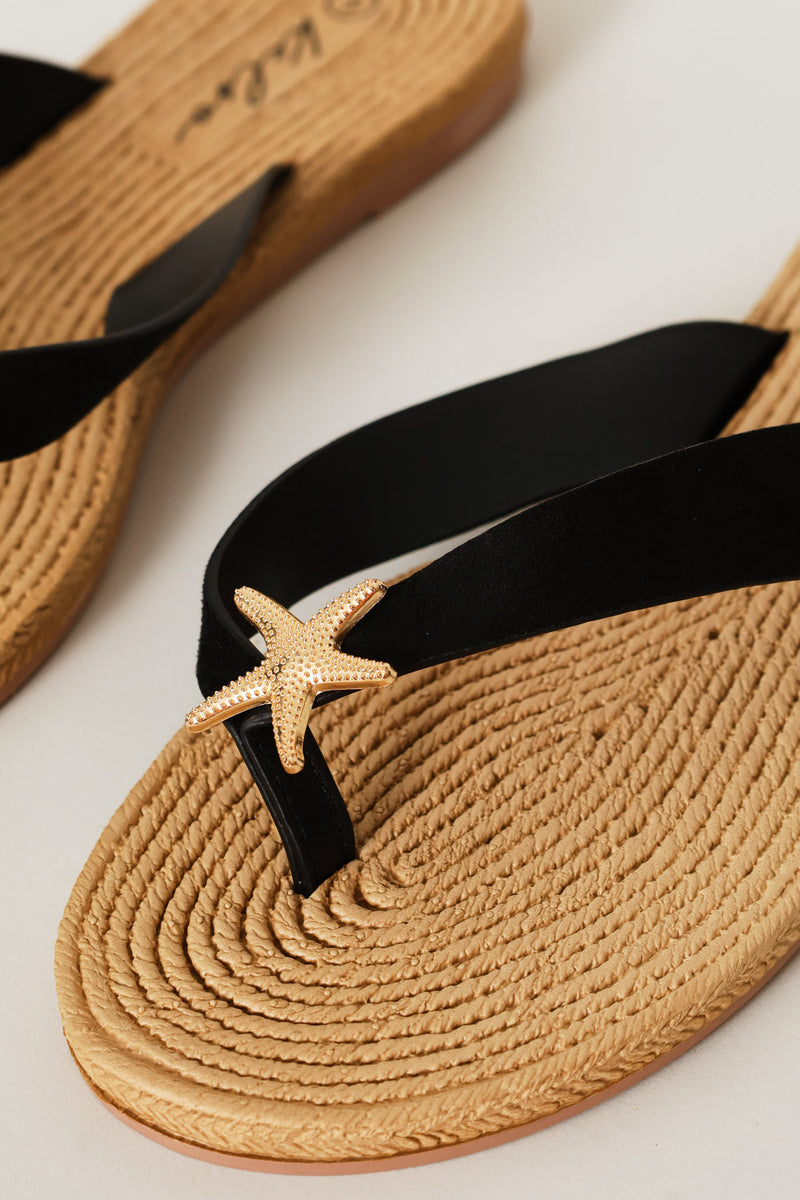 Wide Strap Thong Sandal - Black
