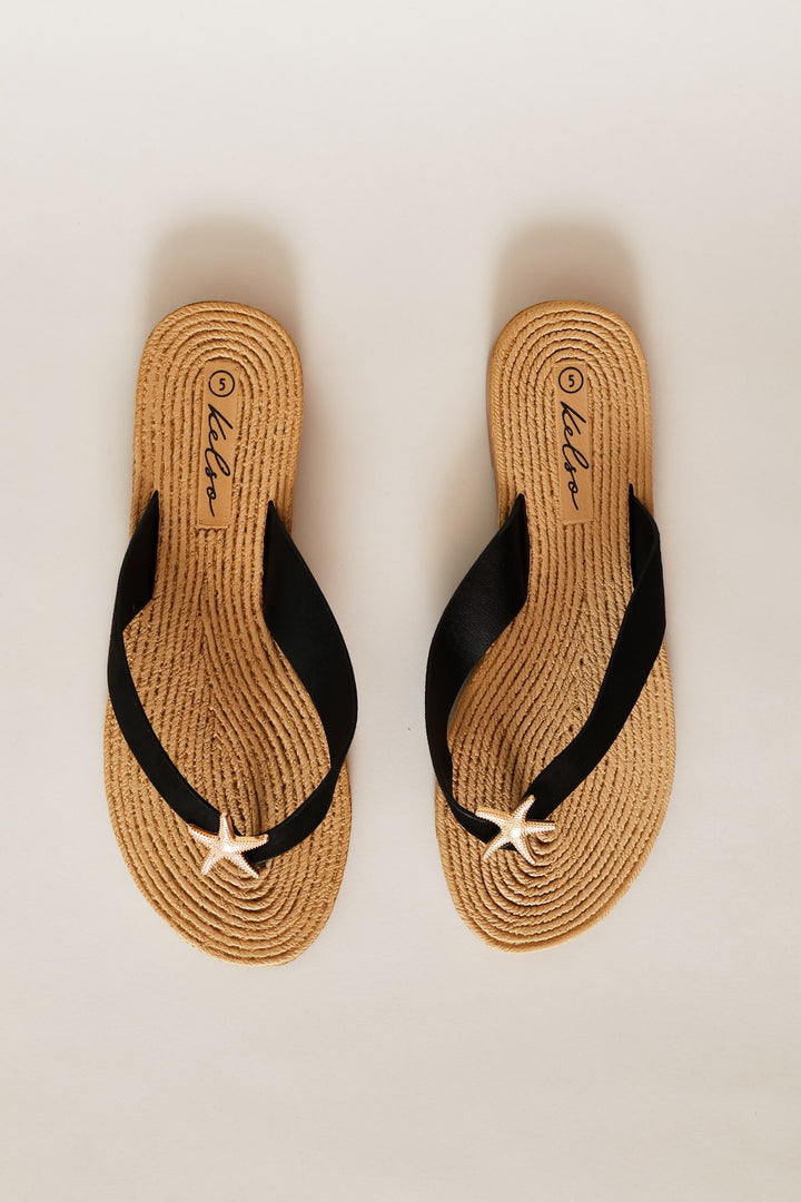 Wide Strap Thong Sandal - Black